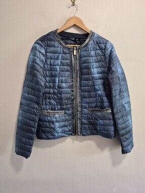 The Love Brand Denim Trim Puffer Jacket Size XL